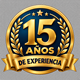 Emblema dorado de 15 años de experiencia